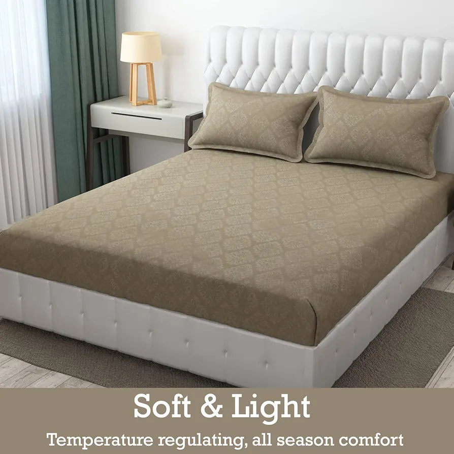 FRESH FROM LOOM Double Bedsheet King Size - Microfiber Rotary Printed, Hypoallergenic, Wrinkle Free With 2 Pillow Covers , 144 TC