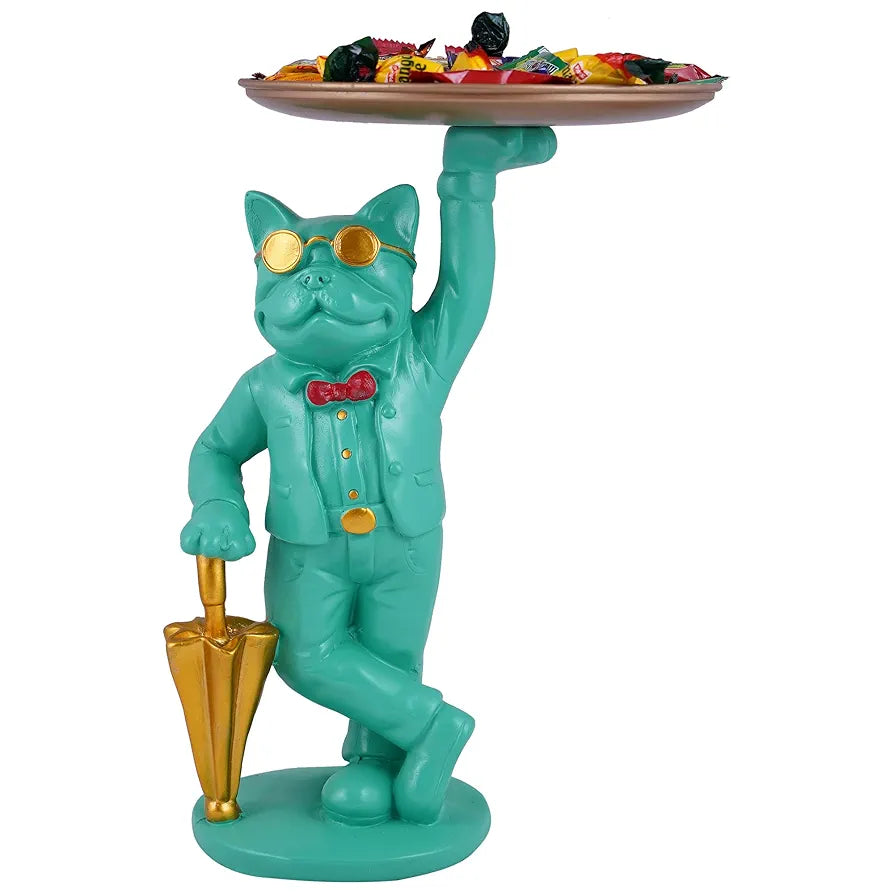 ZART Bulldog Standing Tray Showpiece Home Decor Showpiece, Living Room Decor Showpiece,Kitchen, Office, Gifts Item, Table Decoration .