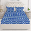 Layers Classic Cotton Bedsheet Set for All Seasons Lightweight 104 TC Queen Size Blue Circle Geometry Pattern