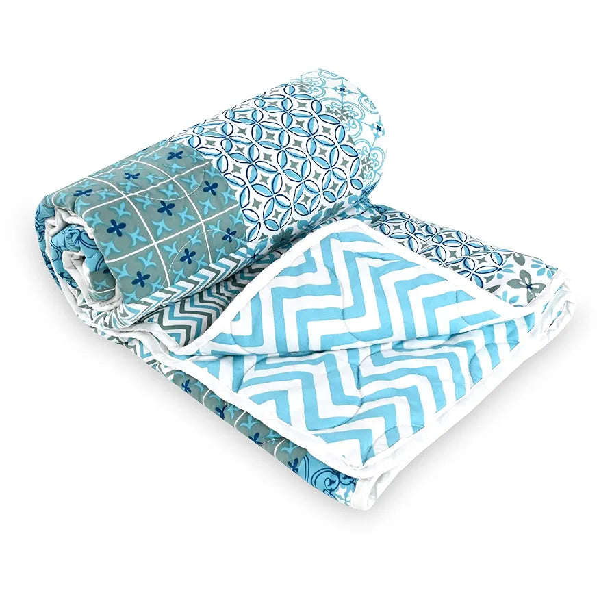 Divine Casa 120 GSM Microfiber Reversible Kids Single Bed Comforter | Ultra-Soft Toddler Blanket | Lightweight & Cozy | All-Season Bedding for Babies & Kids | 135 x 100 cm, Aquarius Tile