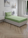 Trance Home Linen Premium 300 Tc Pure 100% Cotton Solid Single Size Fitted Bedsheet with 1 Pillow Cover Colour Moss Green