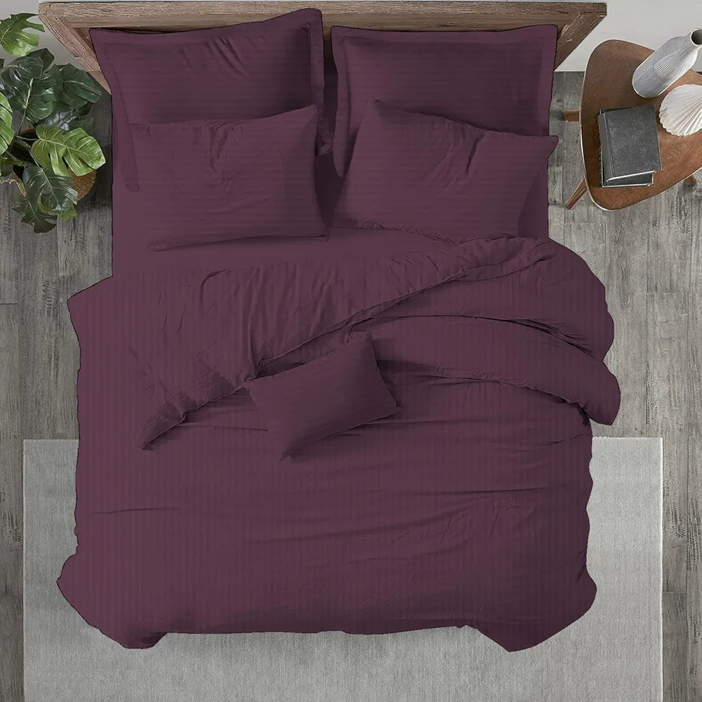 Trance Home Linen Zippered 100% Cotton 200 TC Satin Stripe Queen Duvet Cover Quilt Cover Razai Comforter Cover with 2 Pillow Covers 