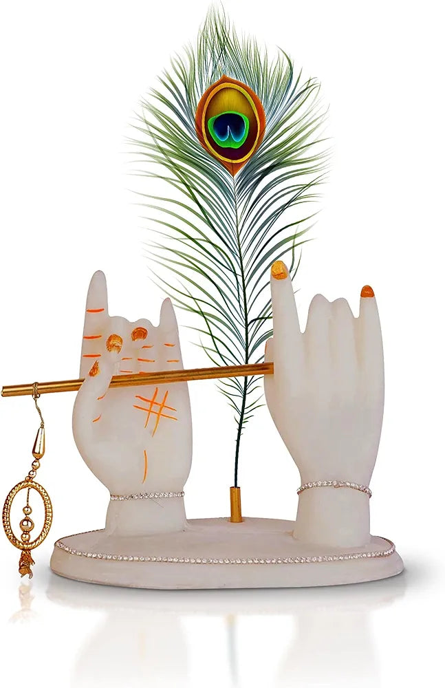 Mariner's Creation Premium Krishna Hands Idol with Flute for Home Decor Bedroom Living Room Office House Warming Gift Home Decorative Item Color- White SIZE-18X9X18 CM, POLYRESIN