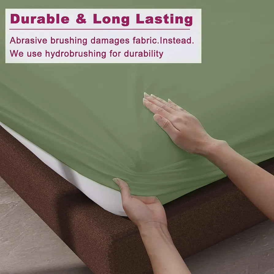 Trance Home Linen 100% Cotton 78x72 inch King Elastic Fitted Bedsheet | 400TC Soft Durable Plain Fitted Elastic Bed Sheet with 2 Pillow Covers 