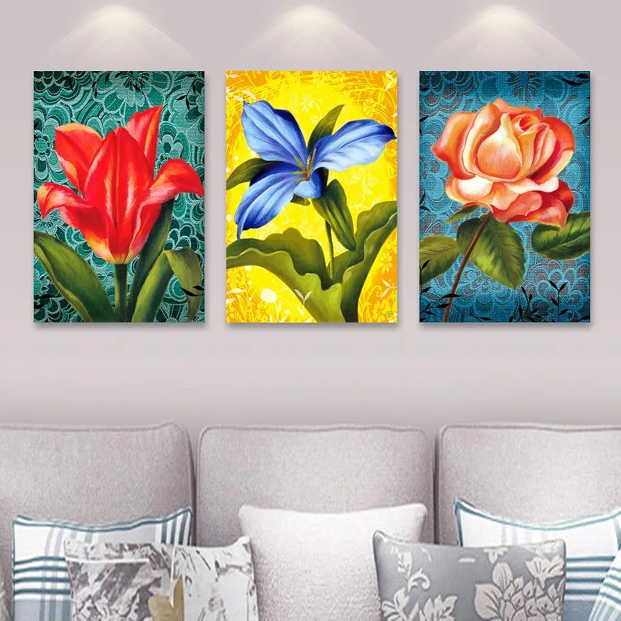 Rangoli MDF 3 Pcs Wall Poster 12x18 Inch Decorative Wall Art for Home, Office, Living Room. P-4, Design-15