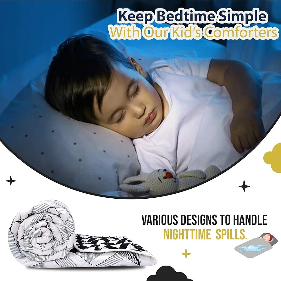 Divine Casa 120 GSM Microfiber Reversible Kids Single Bed Comforter | Ultra-Soft Toddler Blanket | Lightweight & Cozy | All-Season Bedding for Babies & Kids | 135 x 100 cm, Dark Sapphire