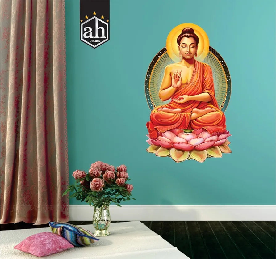 Meditating Buddha Wall Stickers for Home Living Bed Room | Multi-Colors 