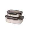 Femora Lunch Box High Steel Rectangle Heavy Duty Airtight Leakproof Unbreakable Storage Container With Lock Lid | 550 Ml, 850 Ml | Set of 2