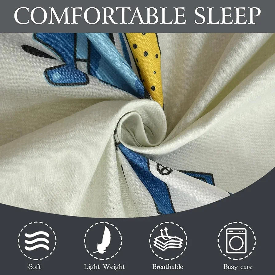 FRESH FROM LOOM Glace Cotton Wrinkle Free Soft Hypoallergenic Bed Sheet | Cartoon Printed | Single Bedsheet Bedsheet for Kids Room Boys Girls with 1 Pillow Cover , 144 TC