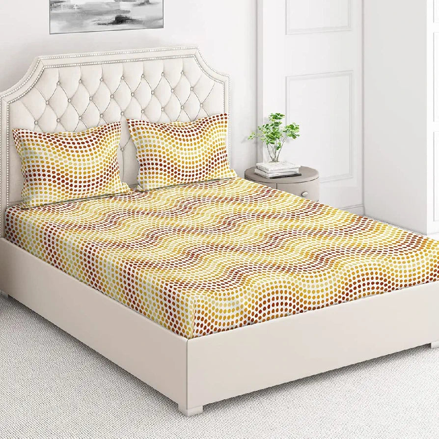 Layers Firenze 100% Cotton Bedsheet Set for All Seasons - Lightweight, Moisture Absorbent, Machine Washable & Easy to Care - Gift for Housewarming & More - 140 TC - Queen Size 