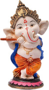 Nrson Indian Handcrafted Polyresin Ceramic Eco Friendly Lord Ganesh Idol Figurine Flute Ganesha