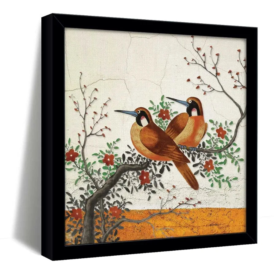 ArtX Two Bird Love Big Canvas Painting For Bedroom and Living Room With Frame, Multicolour, Square, 24.0 x 24.0 inch, 2x2 Feet, Set Of 1
