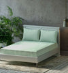 Trance Home Linen Premium 300 TC Pure 100% Cotton King Fitted Bedsheet with 2 Pillow Printed Covers Colour Olive