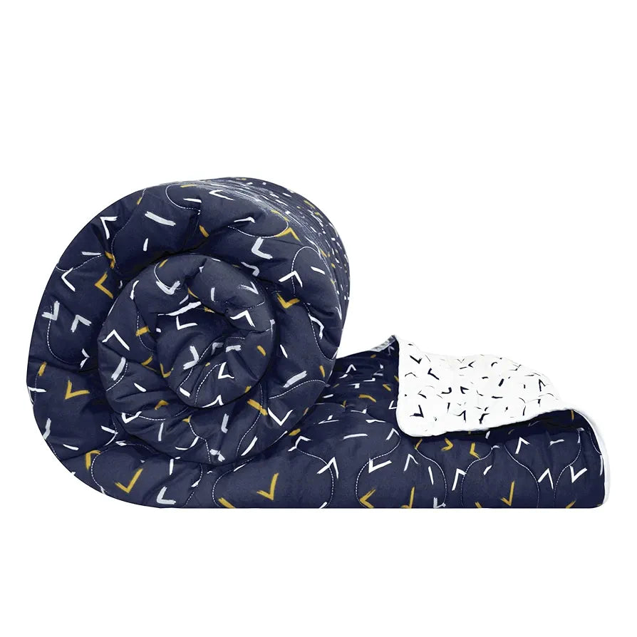 Divine Casa Microfiber 150 GSM Reversible Double Bed Comforter | Ultra Soft & Lightweight Blanket | Cozy & Breathable for All-Weather | 254 x 230 CM, Navy Blue