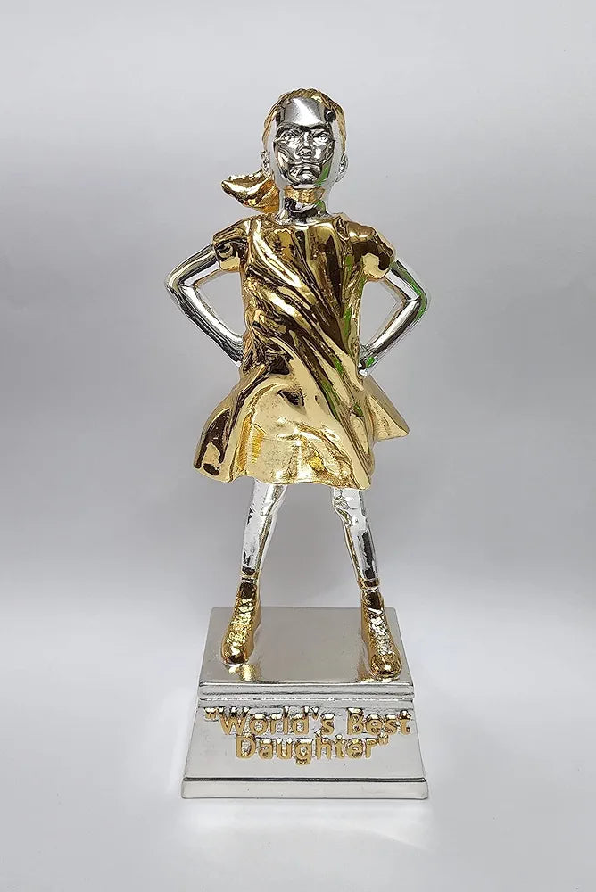 Gold Art India World's Best Daughter Figurine Silver & Gold Plated | Girls Gifting for Birthday | Gift for Young Girl | Women's Day Gift | Study Table | Office Desk 
