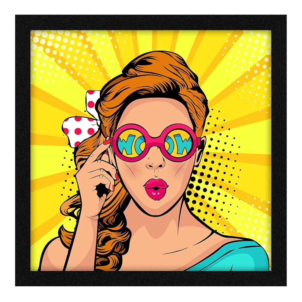 ArtX Paper Beautiful Women Pop Art Wall Art Painting, Multicolor, Abstract, 13X13 in, Set of 1