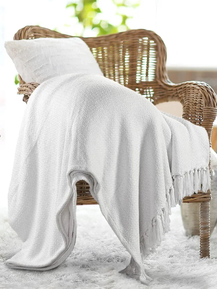 SASHAA WORLD Cotton Chevron Throw Blanket Handwoven with Fringes, XL Sofa Throw Blanket/Bedcover 