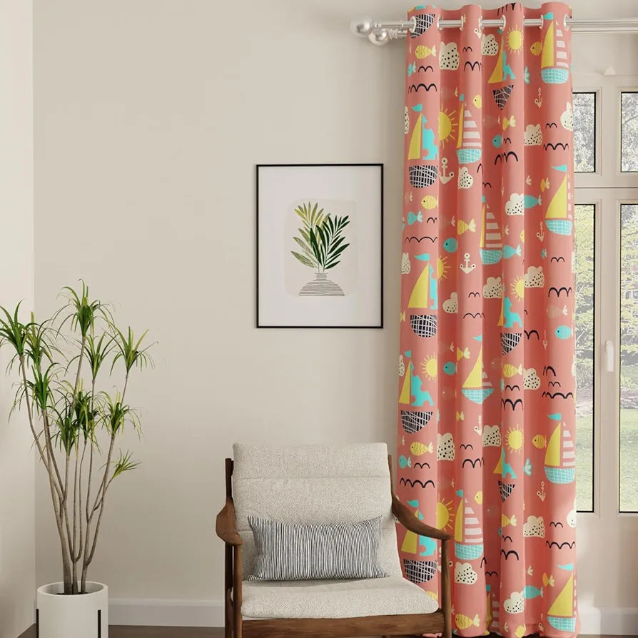 Urban Space Digital Printed Blackout Curtains for Door Bedroom,80-85% Room Darkening Blackout Kids Decorative Curtains,1 Piece Curtain with Eyelets and Tieback