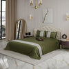 Stoa Paris Bedsheets For Double Size Bed, Satin 300 Threadcount Bedsheet Set Colour Palace Gardens-Olive