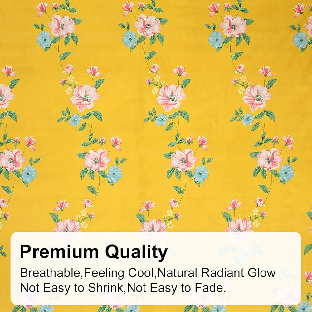 FRESH FROM LOOM Hypoallergenic King Size Floral Print Microfiber Fitted Bedsheet Set - 240 TC, Includes 2 Pillow Covers 