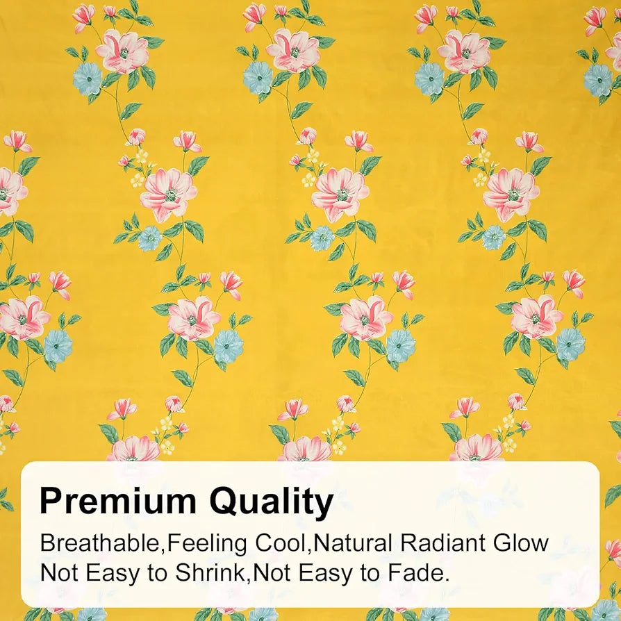 FRESH FROM LOOM Hypoallergenic King Size Floral Print Microfiber Bedsheet Set - 240 TC, Includes 2 Pillow Covers 