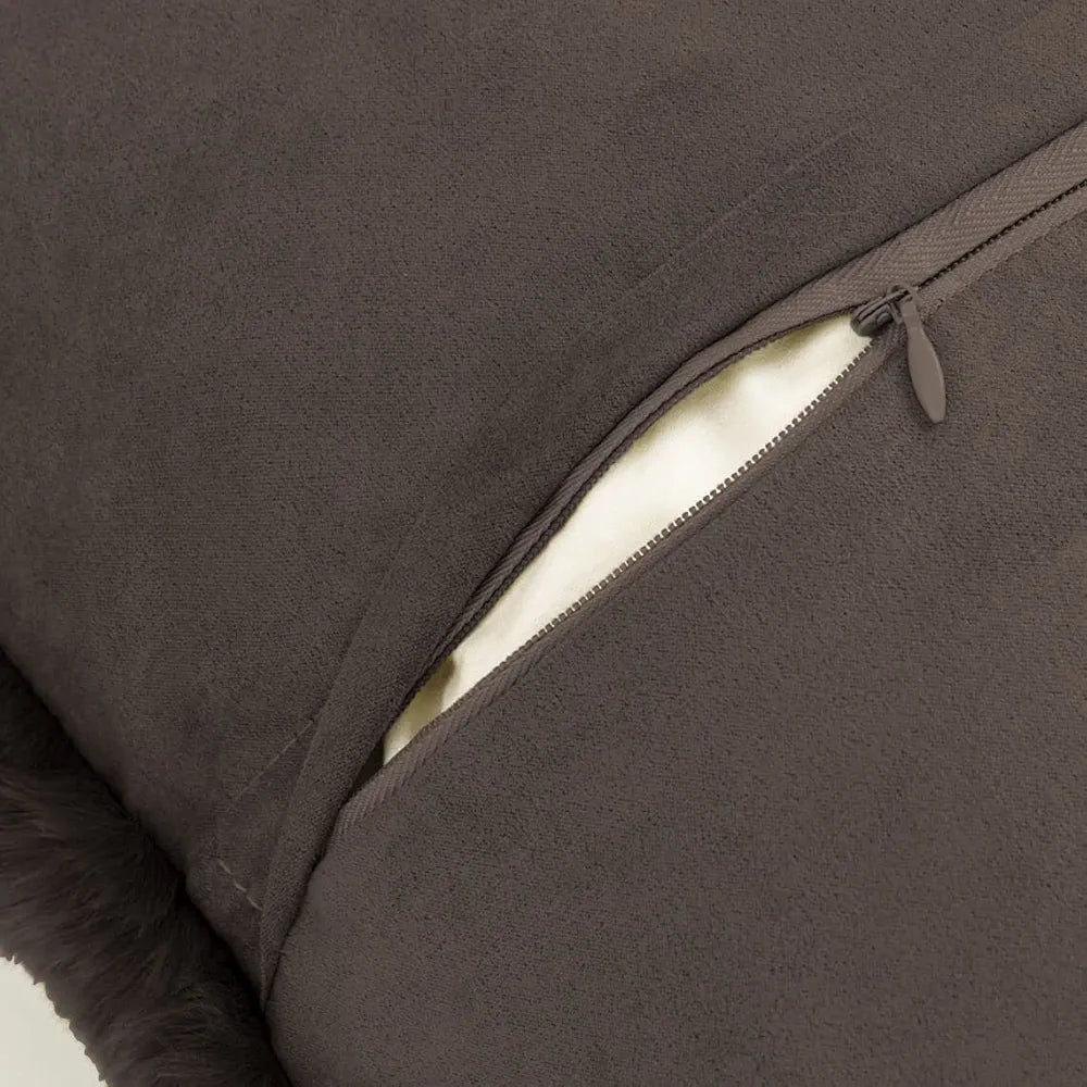 Luxe Home Cushion Cover 16 inch x 16 inch One Side Rabbit Fur Plain Design Covers Set of 2 for Sofa, Bedroom, livingroom 