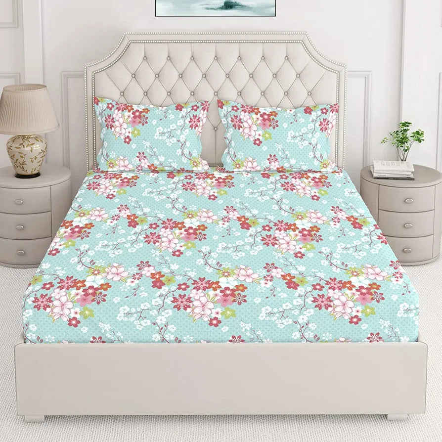 Layers Marigold 100% Cotton Bedsheet Set for All Seasons - Lightweight, Moisture Absorbent, Machine Washable & Easy to Care - Gift for Housewarming & More - 144 TC - King Size 