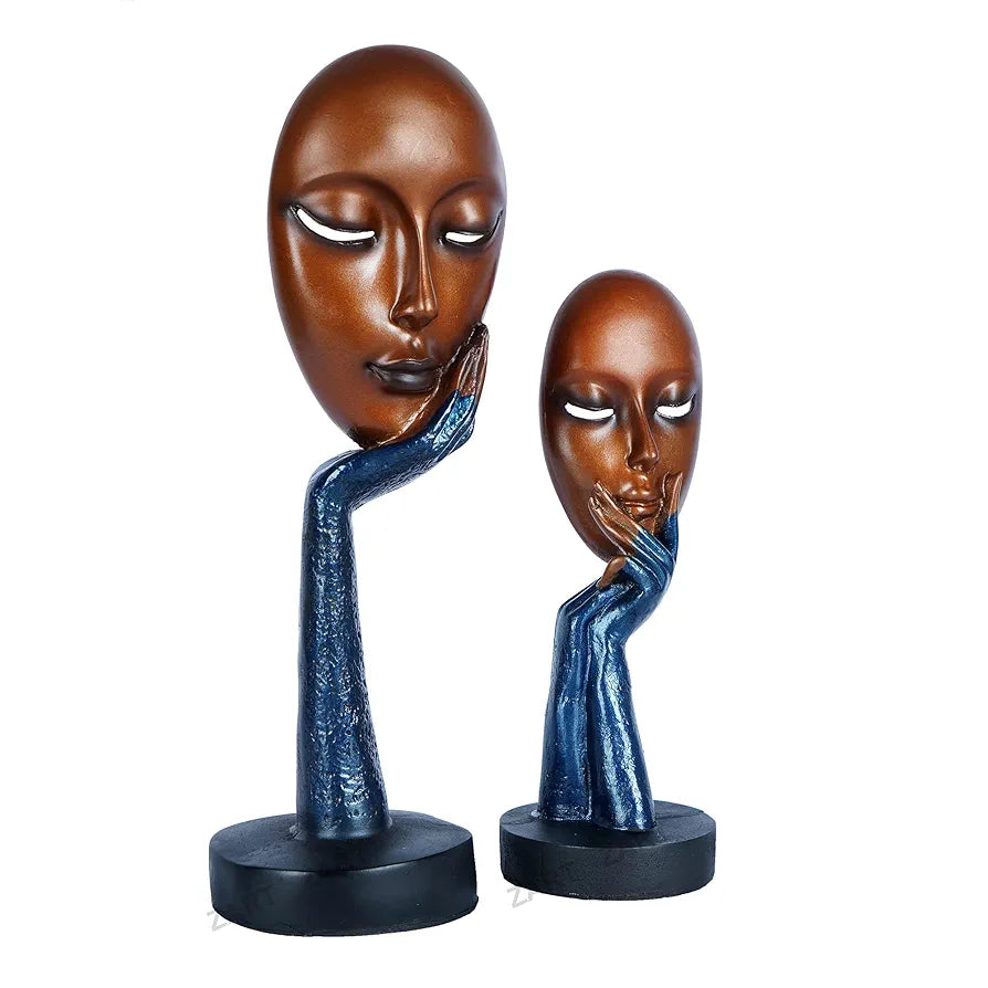 zart New Brown Lady Face Handmade Showpiece  Perfect for Living Room, Entrance of Your Home or Office