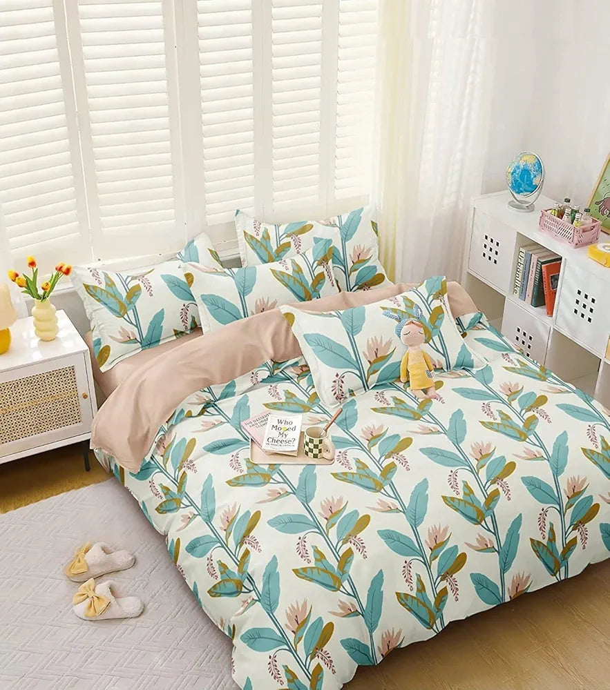 THE HOME STYLE Supersoft Cotton King Size Printed Flat Double Bedsheet wih 2 Pillow Cover II 300 TC, 90