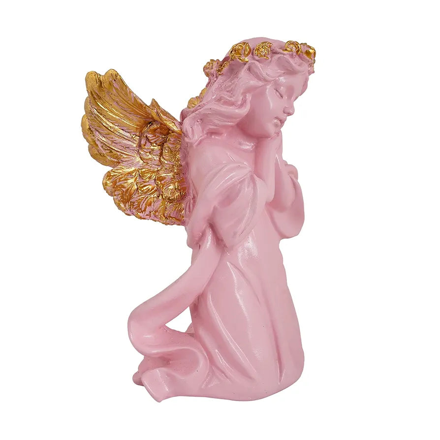 Zart Angel Girl Showpiece for Home Decor | Winged Fairy Statue for Shelves | Pink SG