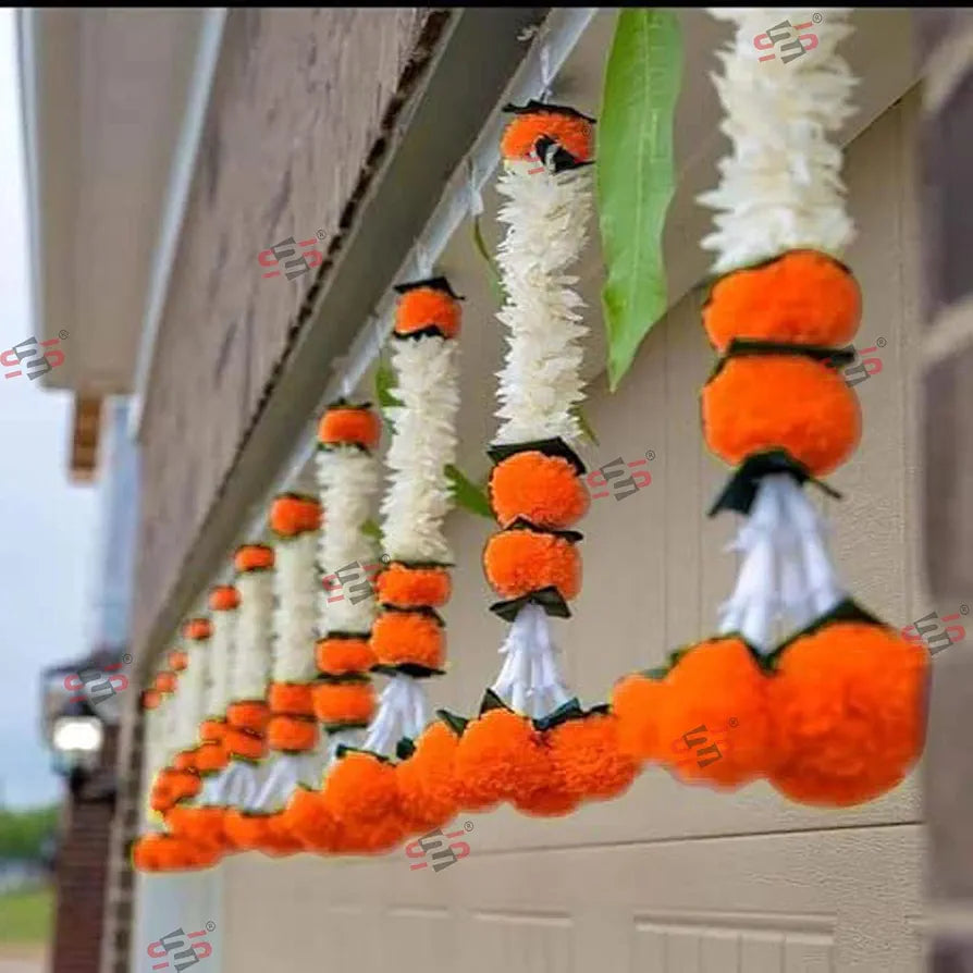 S2S Artificial White Gajra Jasmine Marigold Flower Strings Wedding Decorations,Event Decor. Perfect for Diwali,Ganpati & Pooja/Temple/Mandir Decoration  