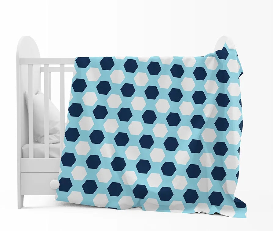 Divine Casa 120 GSM Microfiber Single Kids Dohar  | Soft & Lightweight Throw Blanket | Cozy & Breathable | All-Season Comfort | 140 x 100 CM | Hexagonal Pattern | Legion Blue