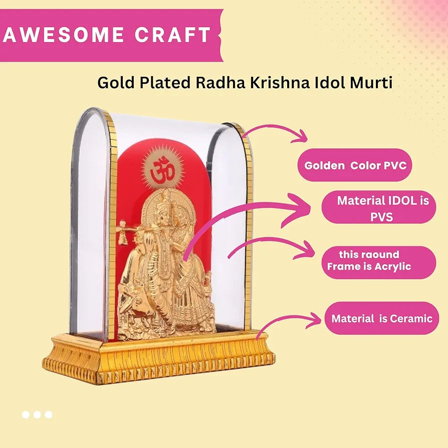 Awesome Craft Radha Krishna Murti Acrylic | Radha Krishna Statue | Radha Krishna Idol for Gift | Radhe Krishna ki Murti for Pooja Room | Radha Krishna Idol for Home Decor 