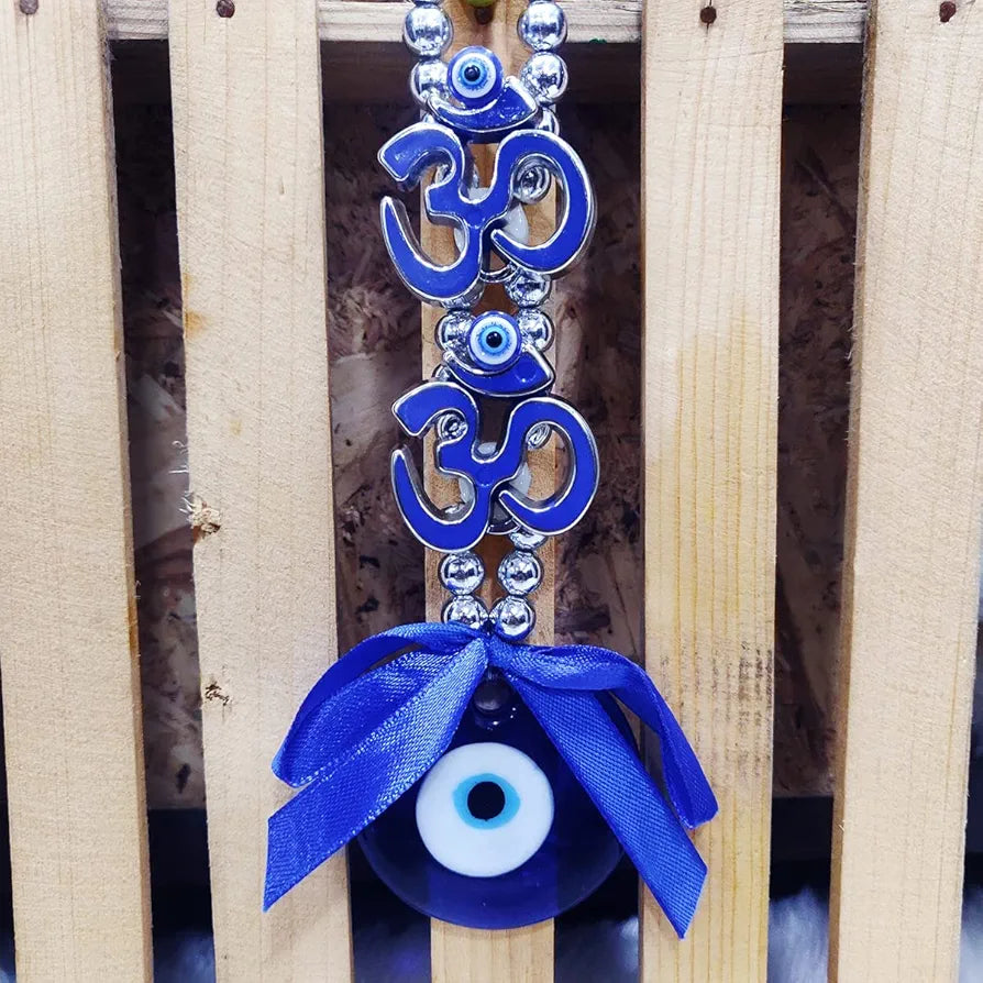 Shubhanjali Om Evil Eye Hanging | Nazar Battu Turkish Evil Eye Wall Hanging Décor for Home, Car Accessories, Office & Entrance Decoration