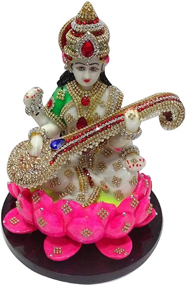 ALILA Saraswati Idol Statue Goddess Home Gift Showpiece Murti Sculpture, Hindu Goddess of Knowledge, Idol Music & Art Decor Gifts., 20 x 20 x 29 cm
