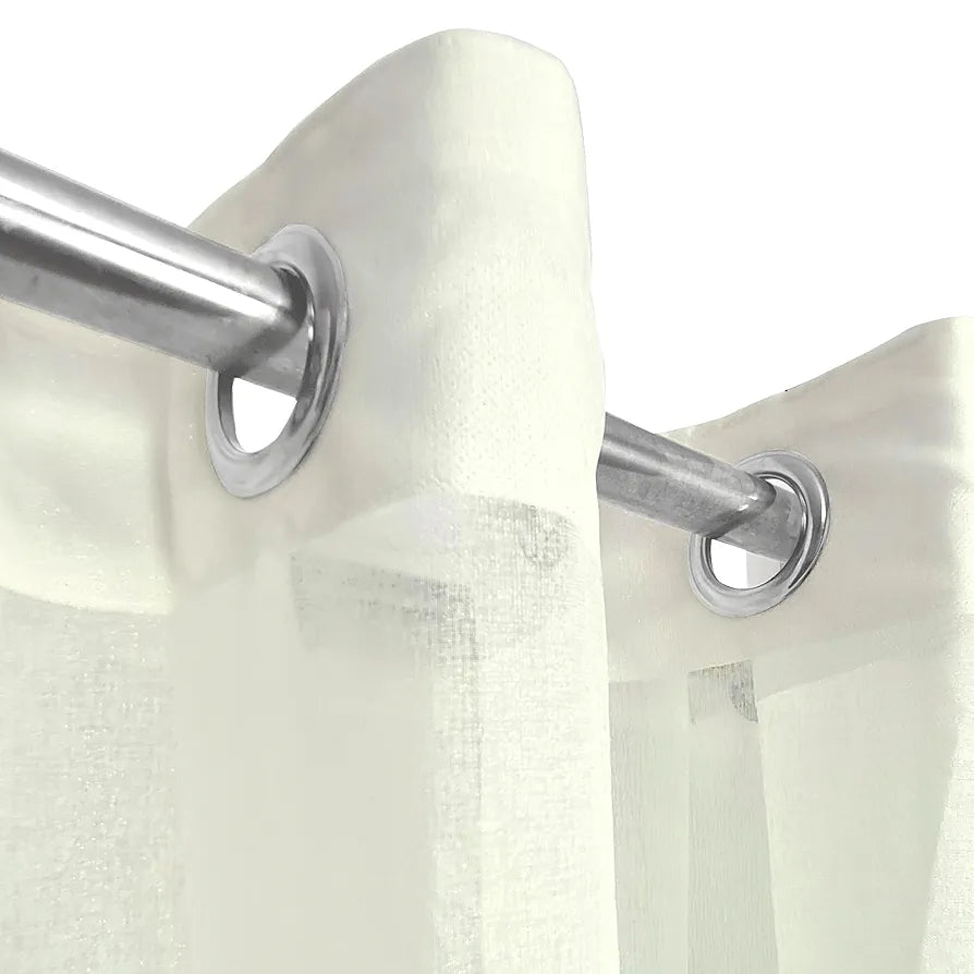 Divine Casa Sheer Window Curtains Pack of 2 | 5 Feet | Textured Abstract Pattern | Lightweight & Airy | Elegant Semi Transparent Fabric for Natural Light | Fine White