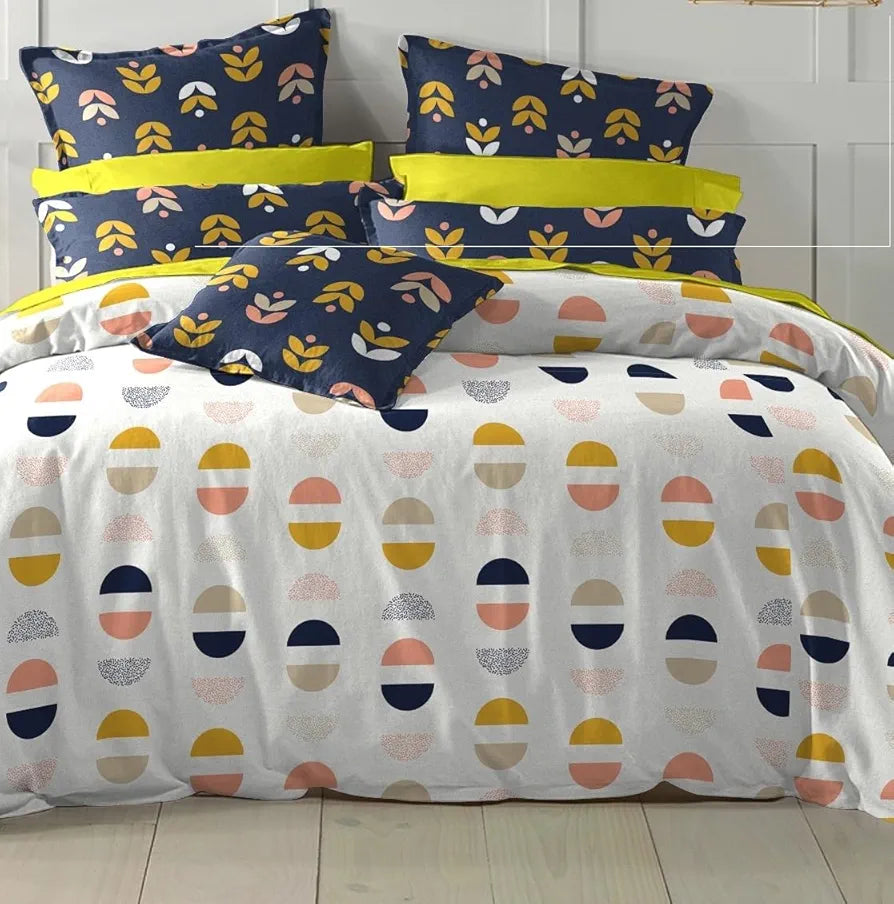 THE HOME STYLE Cotton Elastic Fitted All Around Printed King Size Double Bed Bedsheet wih 2 Pillow Cover 