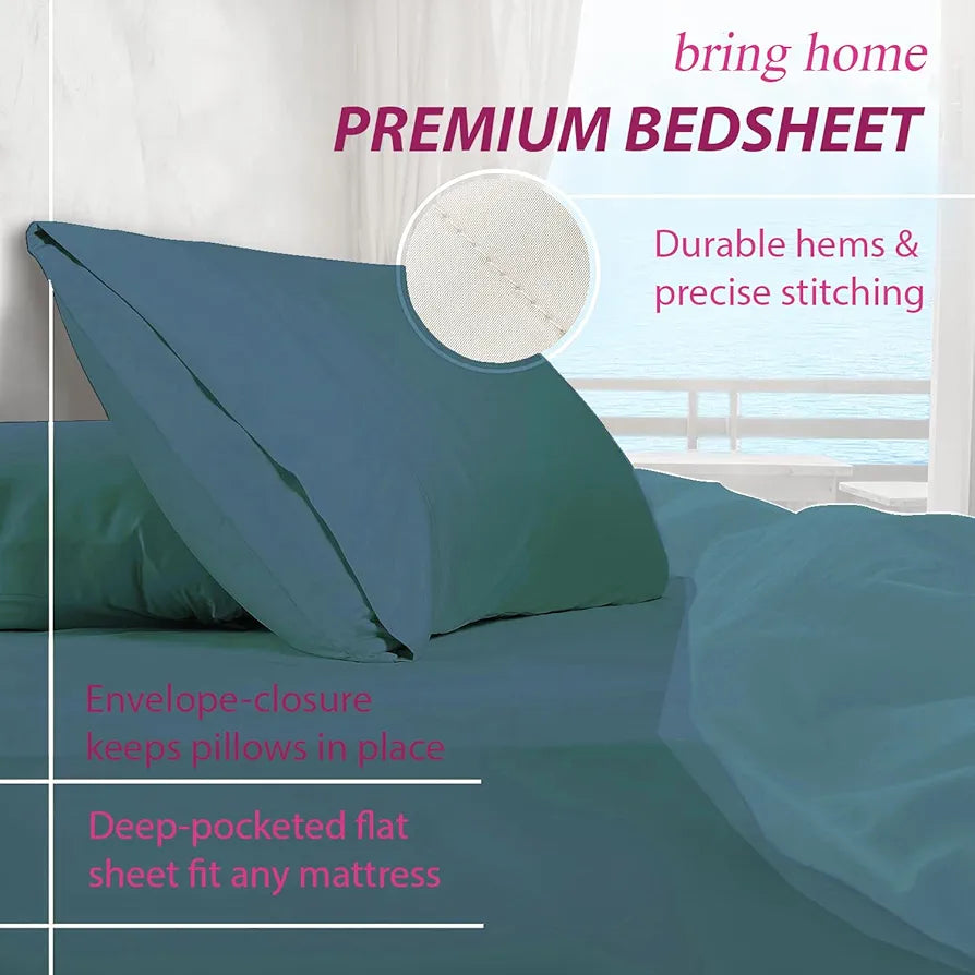 Trance Home Linen Premium 300 TC Pure 100% Cotton King Fitted Bedsheet With 2 Pillow Solid Covers,Elasticated 78 X 72 Inches / 198 X 182 Cms / 6.5 X 6 Feet Pillow Covers Size: 28 X 17.5