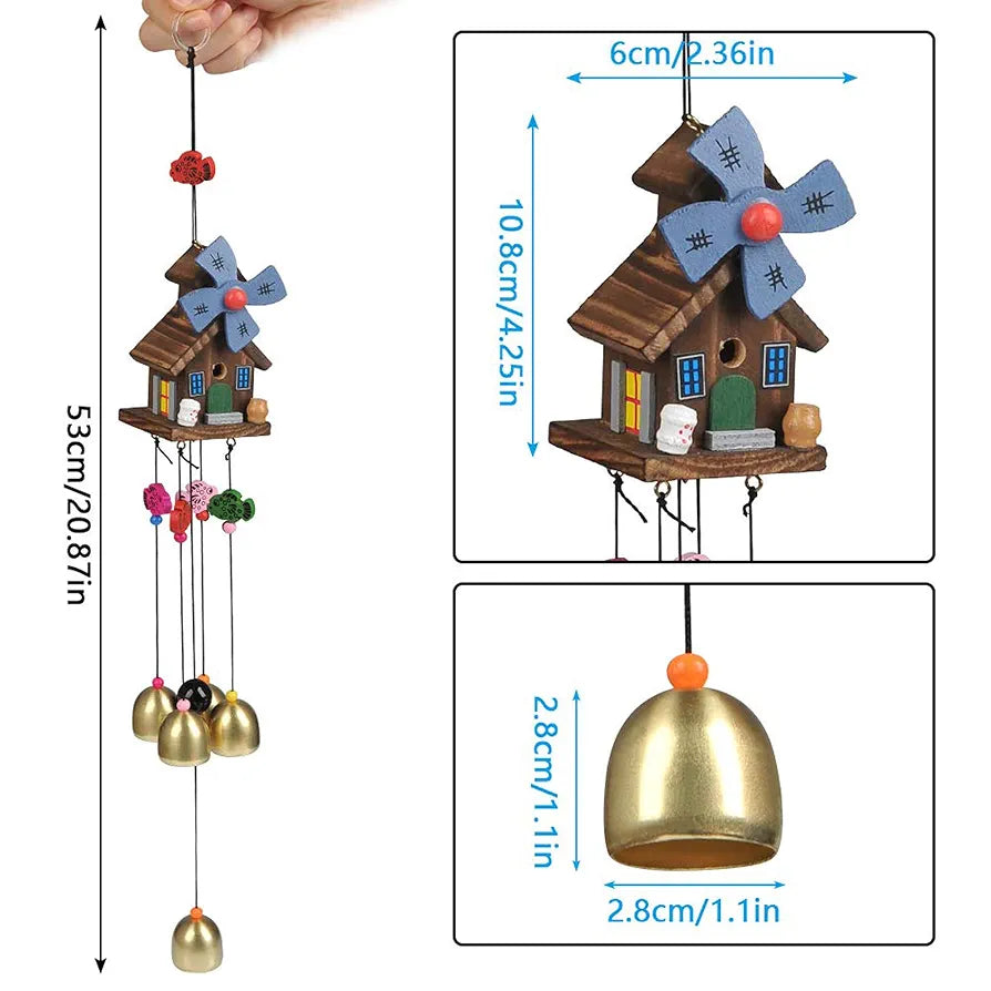 TIMESETL Wood Coper Wind Chime for Home Bedroom Balcony garden Etc.. for 