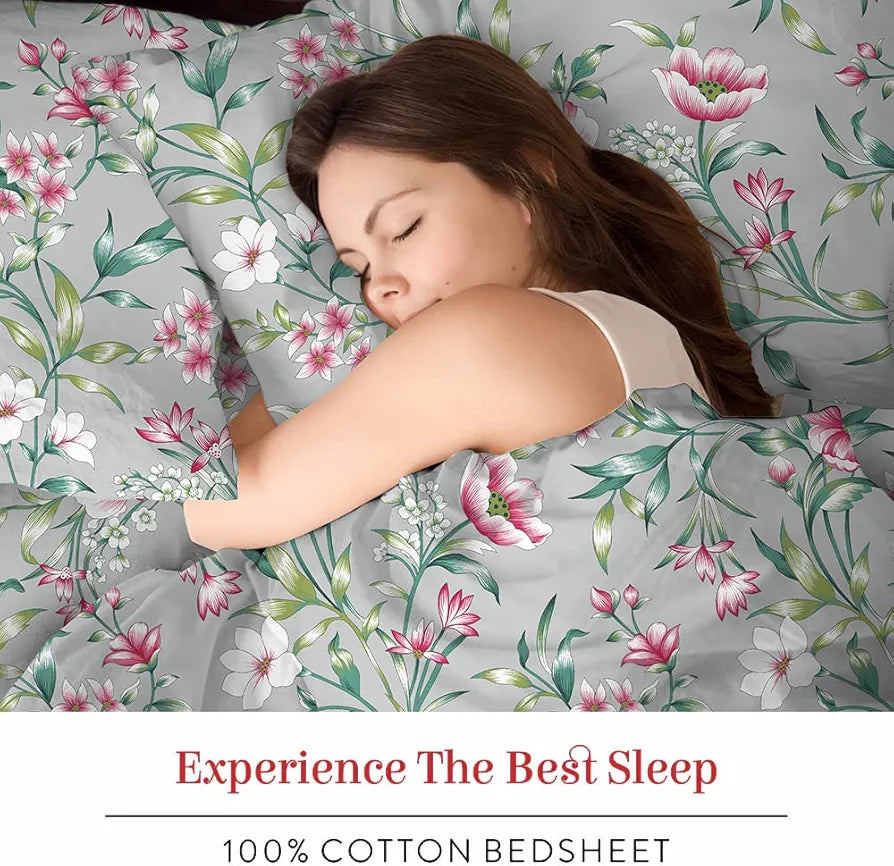 Layers Marigold 100% Cotton Bedsheet Set for All Seasons - Lightweight, Moisture Absorbent, Machine Washable & Easy to Care - Gift for Housewarming & More - 144 TC - King Size 