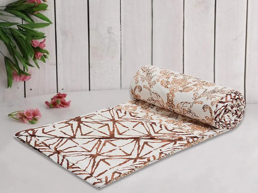 Trance Home Linen Pure 100% Cotton Reversible Dohar Toddler Size |AC Quilt for Babies | Infants - New Born Blanket | Soft Light-Weight Bed Blanket 0-4 Years Kids 