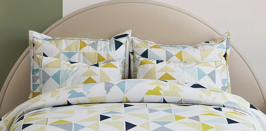 THE HOME STYLE Cotton Feel Glace Cotton Elastic Fitted Printed Queen Size Double Bed Bedsheet with 2 Pillow Cover 