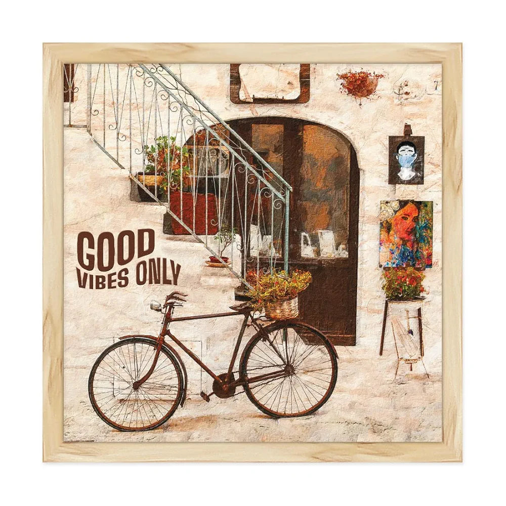 ArtX Paper Vintage City Street Wall Art Framed Painting, Multicolor, Abstract, 12.5 X 12.5 in, Set of 1