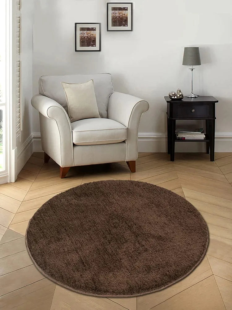 Saral Home Neo Shaggy Yarn Anti-Skid Round Mats 