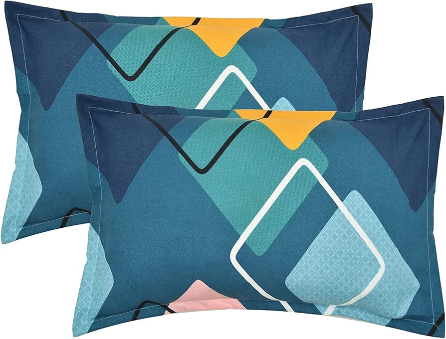 THE HOME STYLE Super Soft Microfiber 6D Flat Geometric King Size Double Bed BedsheetWith 2 Pillow Cover,300 TC