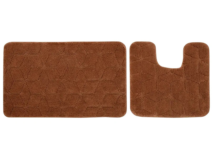 Saral Home Soft Cotton Anti Slip Bathmat with Contour Set 