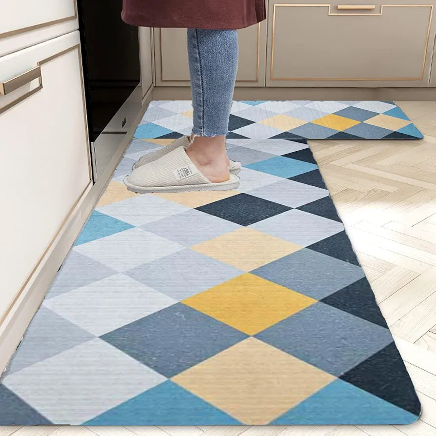ishro home Premium Kitchen Mats for Floor | Kitchen Runner for Floor | 2 Pcs Set | Anti-Skid & Machine-Washable | 