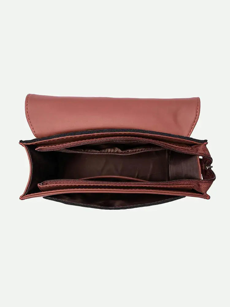 ZOUK Vegan Leather Flap Closure Beyond Basic Sling Bag For Women's Girls