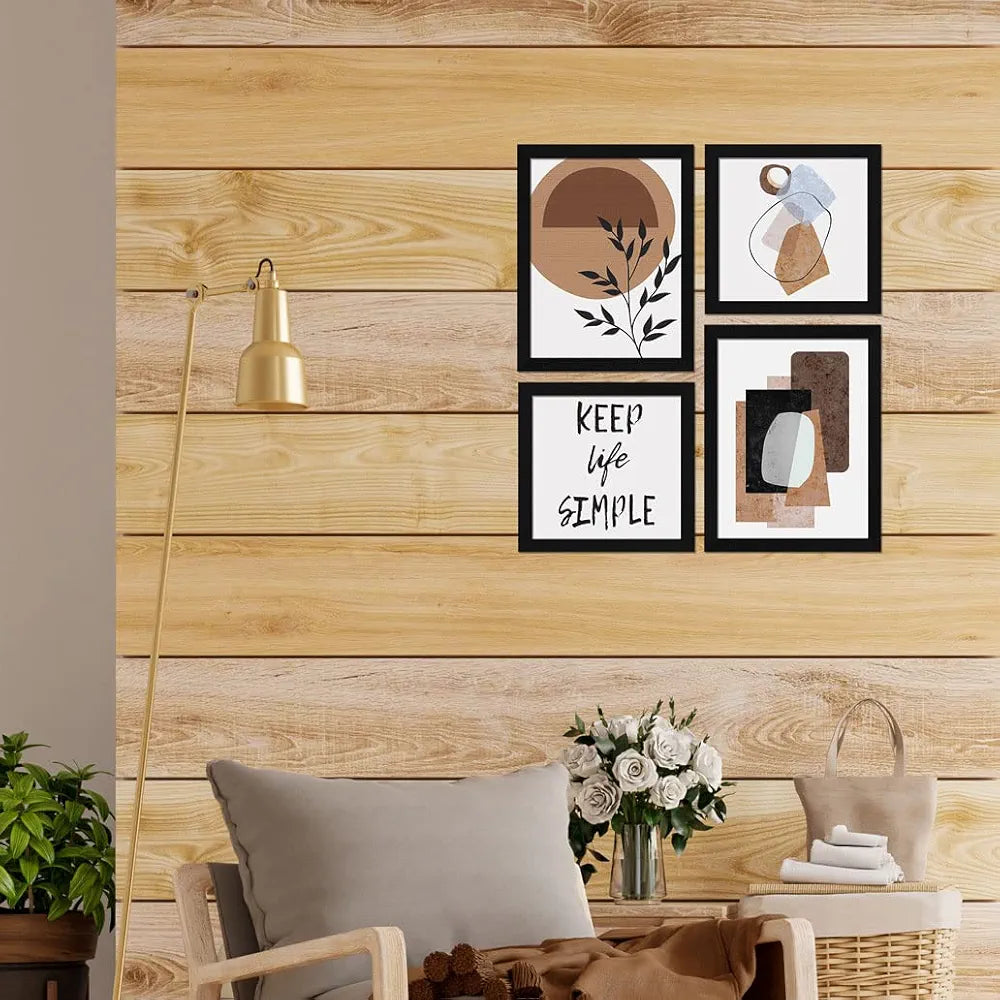 ArtX Paper Contemporary Big Wall Art Frame Painting, Abstract, Multicolor, 2 sets of 10 X 10 inches & 2 sets of 13 x 10 inches, 23 X 20 inches Combined, Set of 4