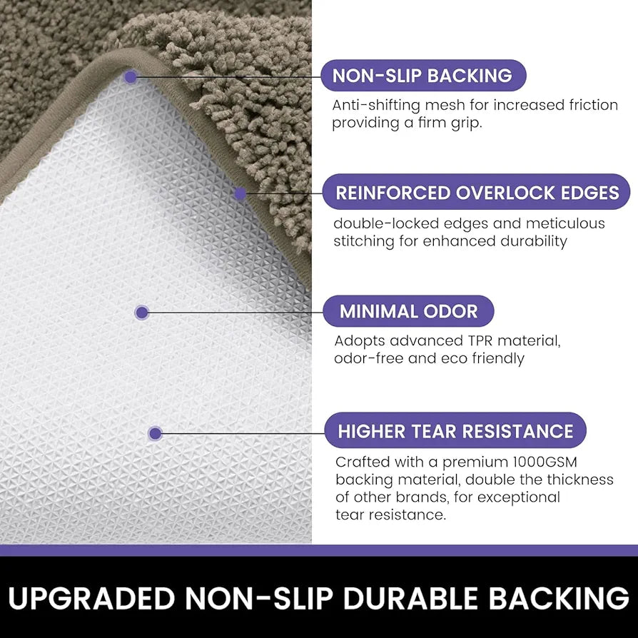 LUXE HOME INTERNATIONAL Microfibre Rectangular Bath mat Super Soft Anti Skid Newman Mats For Bathroom 